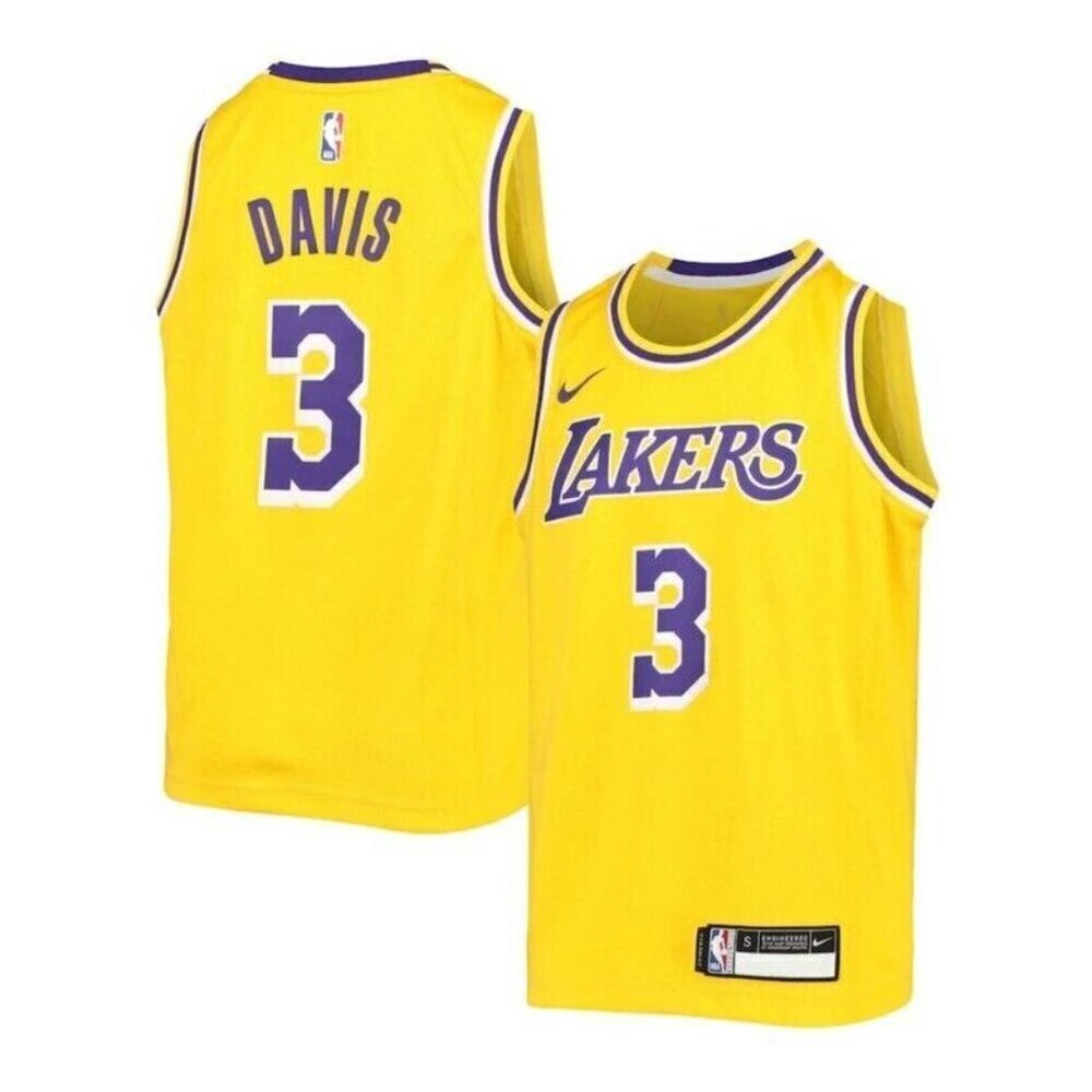 Nike Los Angeles Lakers Swingman Jersey Boys XL 18/20 Anthony Davis #3 Gold